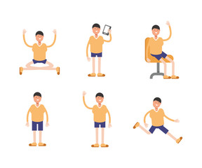 boy characters set vector illustration