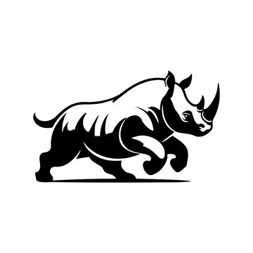 Rhino vector logo stock. Vector illustration of a silhouette of a rhino standing on isolated white background