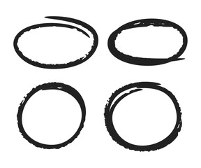 black hand drawn circle marker set