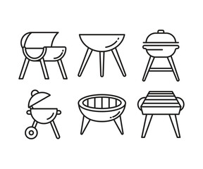 bbq grill icons set vector illustration