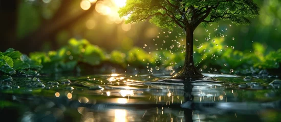 Fotobehang tree in water drop on leaves © KRIS