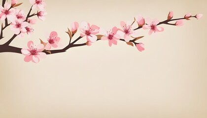 Obraz na płótnie Canvas Nowruz greeting card background with a branch of a blossoming cherry tree.