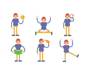 girl characters set vector illustration