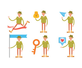 people character in various poses vector illustration