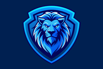blue lion head logo in a shield 