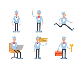chef characters set in various poses illustration