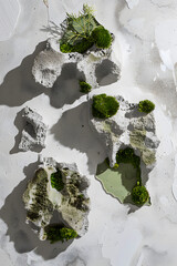 Close-up view of a salt lake with green algae on it.Abstract Fusion of Textures and Colors