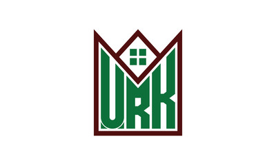 URK initial letter real estate builders logo design vector. construction, housing, home marker, property, building, apartment, flat, compartment, business, corporate, house rent, rental, commercial - obrazy, fototapety, plakaty