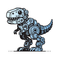 cartoon robot t-rex mecha machine vector illustration