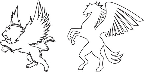 silhouette of a horse draw vector