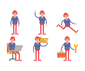 woman characters set in various poses vector illustration