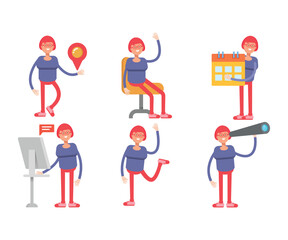 woman characters set in various poses vector illustration