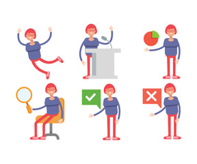 woman characters set in various poses vector illustration