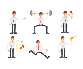 office worker characters set in various poses vector illustration