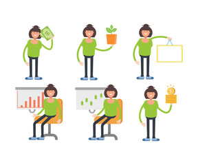 woman characters set in various poses vector illustration