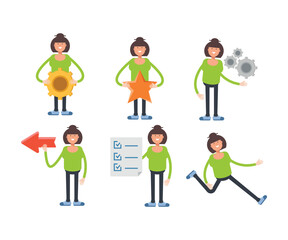 woman characters set in various poses vector illustration
