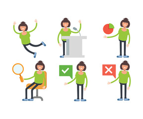woman characters set in various poses vector illustration
