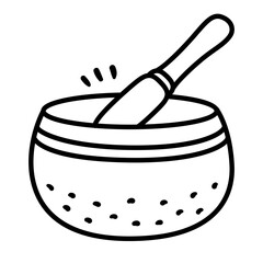 Tibetan singing bowl doodle line icon