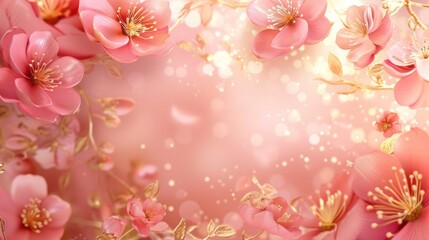 Fototapeta na wymiar Pink and golden floral texture background