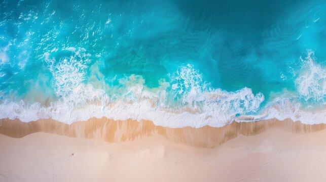 Aerial photo of summer beach and blue ocean 