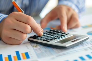 man working on a financial report, a financial report closeup, a man doing financial counting, financial businessman, finance report, a man with financial report and calculator