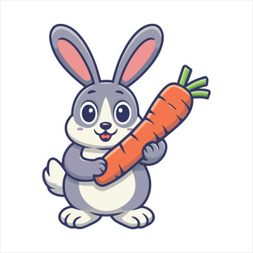 Easter bunny vector illustration,  Easter bunny holding carrot