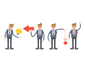 businessman characters set in various poses vector illustration