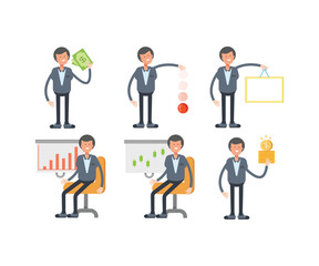 office worker characters in different poses set vector illustration