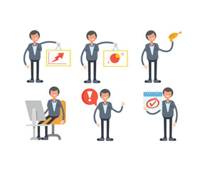 office worker characters in different poses set vector illustration