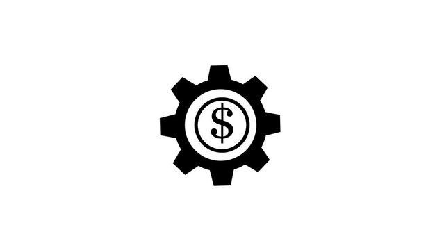 Animated of gear icon with dollar sign on background. Business and finance conceptual icon animation