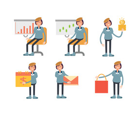 Obraz premium girl students characters set in various poses vector illustration