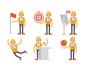 woman engineer characters set vector illustration