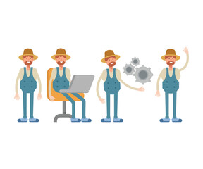 farmer characters set in various poses vector illustration