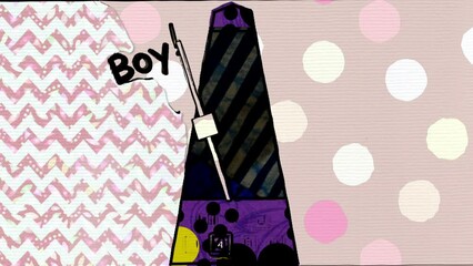 Metronome clicking boy or girl text concept
