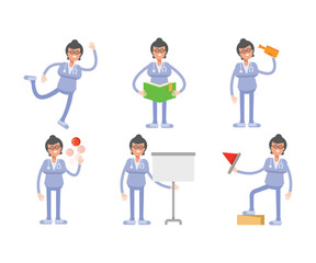female doctor characters set in various poses vector illustration