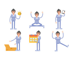 female doctor characters set in various poses vector illustration