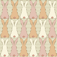Cute hand drawn Easter seamless pattern with bunnies, flowers, easter beautiful background, great for Easter Cards, banner, textiles, wallpapers Lovely rabbits childish seamless pattern hare print.