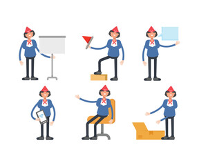 air hostess characters in different poses set vector illustration