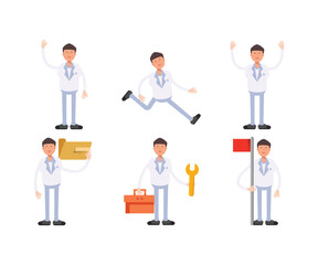 doctor characters in different poses set vector illustration