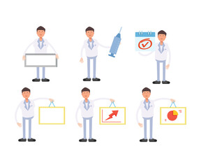 doctor characters in different poses set vector illustration