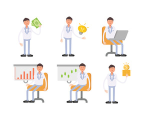 doctor characters in different poses set vector illustration
