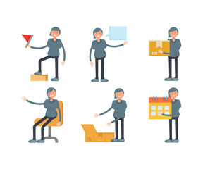 woman character in different poses set vector illustration