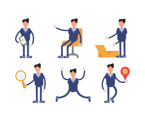 male doctor characters in different poses set vector illustration