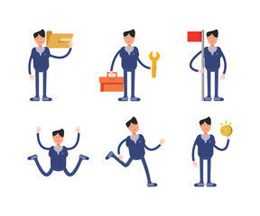 male doctor characters in different poses set vector illustration