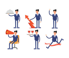 male doctor characters in different poses set vector illustration