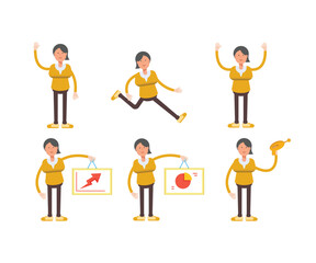 woman characters in different poses vector set