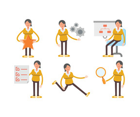 woman characters in different poses vector set