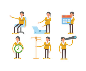 woman characters in different poses vector set