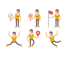 woman characters in different poses vector set