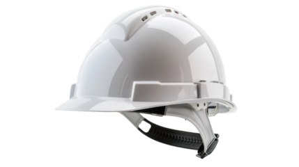 photograph of white safety helmet, Isolated on a transparent background.